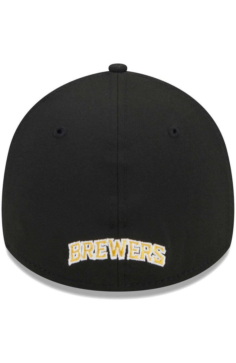 New Era Men's New Era Black Milwaukee Brewers Logo 39THIRTY Flex Hat, Alternate, color, Black