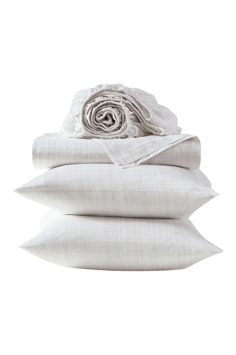 Erased Textured Cotton Sheet Set, Alternate, color, LIGHT BEIGE