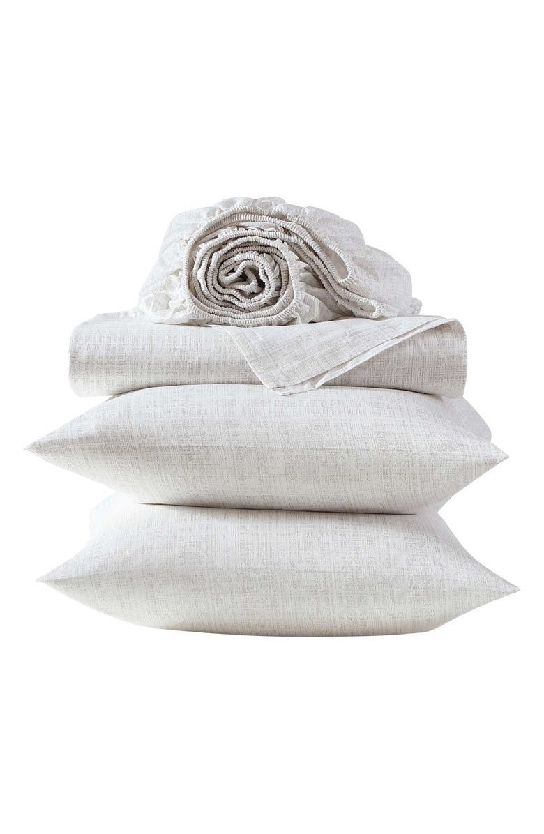 Vera Wang Erased Textured Cotton Sheet Set, Alternate, color, Light Beige