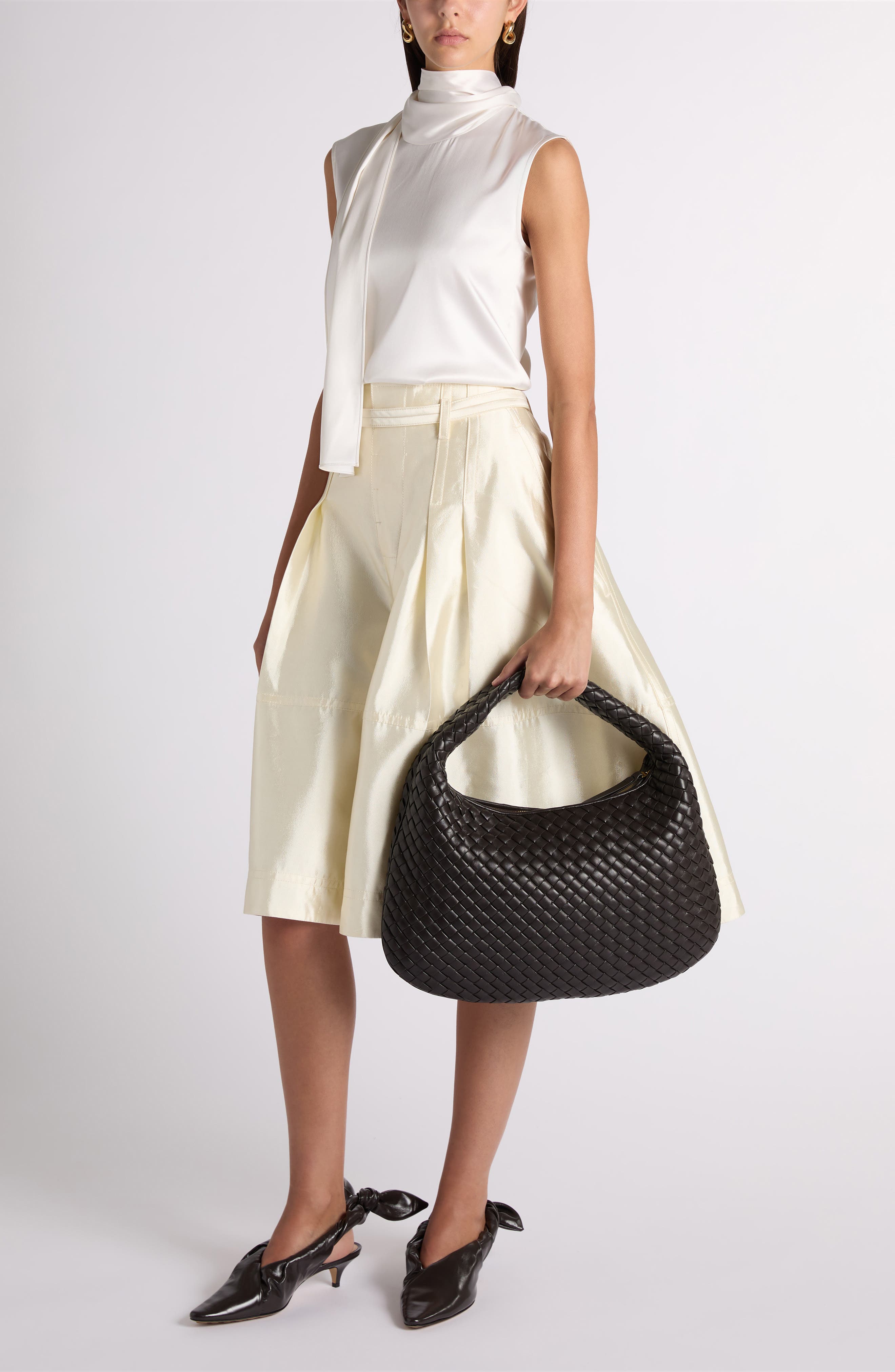 Bottega Veneta Scarf Detail Stretch Silk Satin Top (Women) | Nordstrom