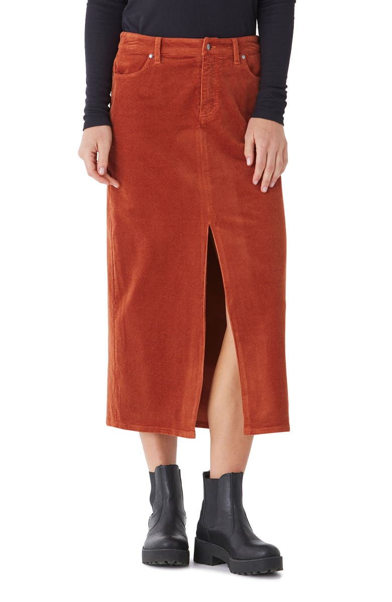 Threads 4 Thought Goldie Stretch Corduroy Midi Skirt, Main, color,