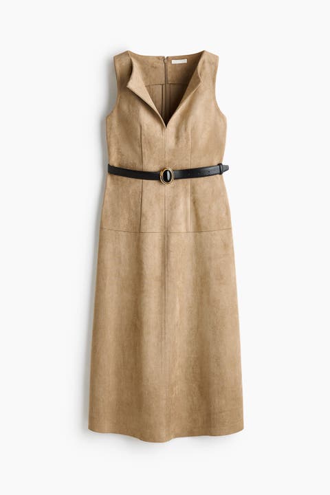 Napped-finish Dress With Belt