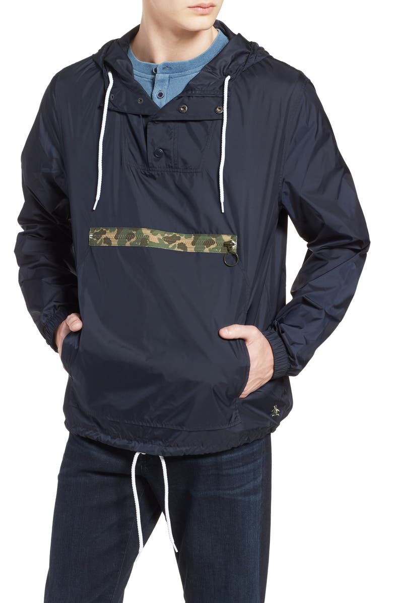 Original Penguin Exposed Zip Pocket Cagoule Jacket, Main, color,