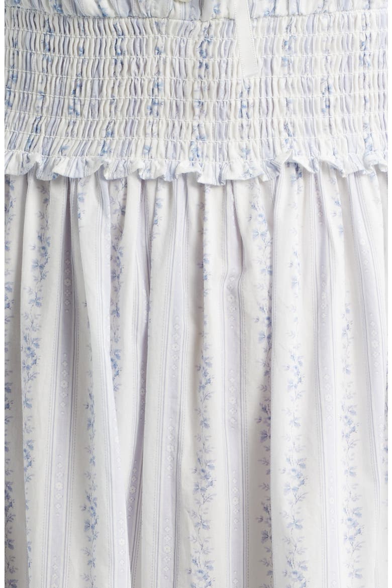 Emie Floral Smock Waist Cotton Dress, Alternate, color, SKY BONNET BLUE