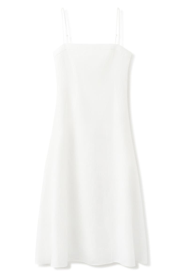 A-Line Linen Dress, Main, color, WHITE