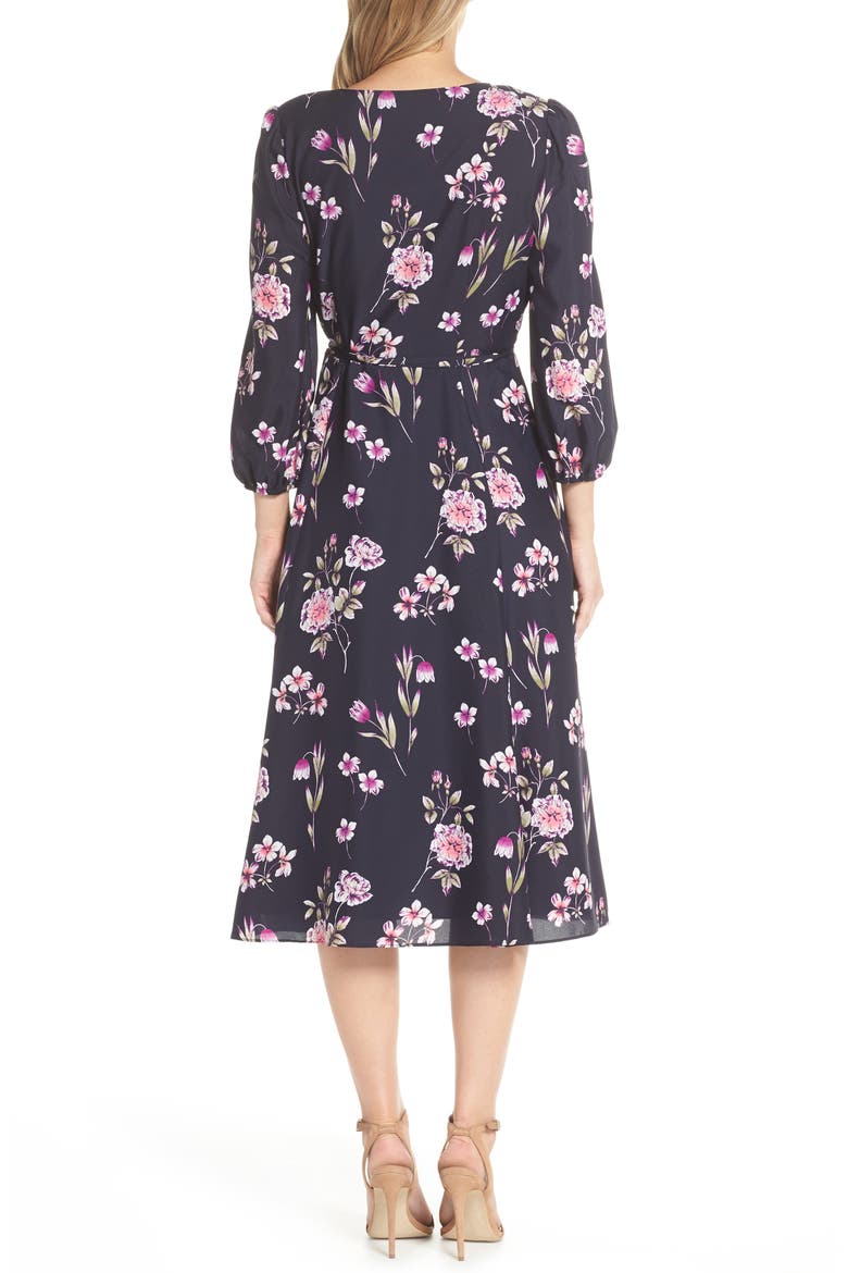 Floral Print Wrap Dress, Alternate, color, NAVY