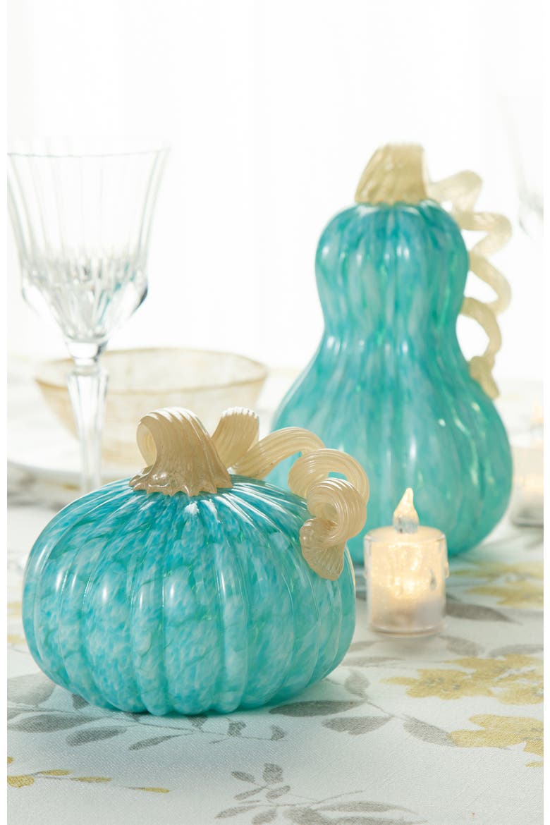 Fall Round Glass Pumpkins, Alternate, color, Blue