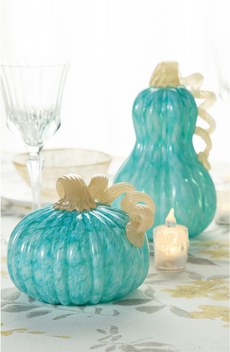 Glitzhome Fall Round Glass Pumpkins, Alternate, color, Blue