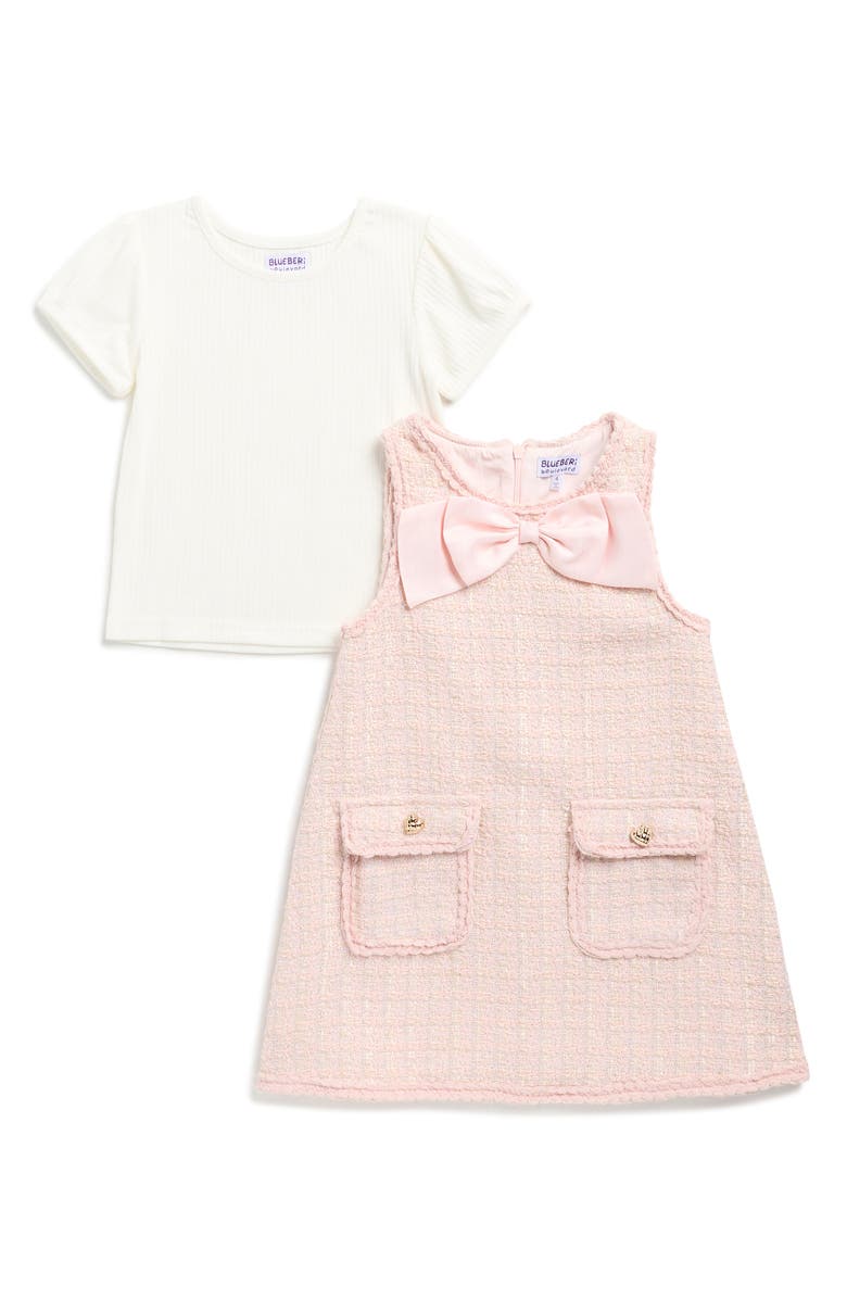 BLUEBERRY Kids' T-Shirt & Bouclé Dress Set, Main, color, Multi Pink