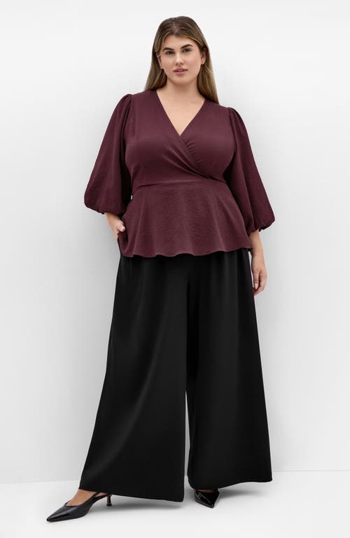 City Chic Celina Wrap Top In Burgundy