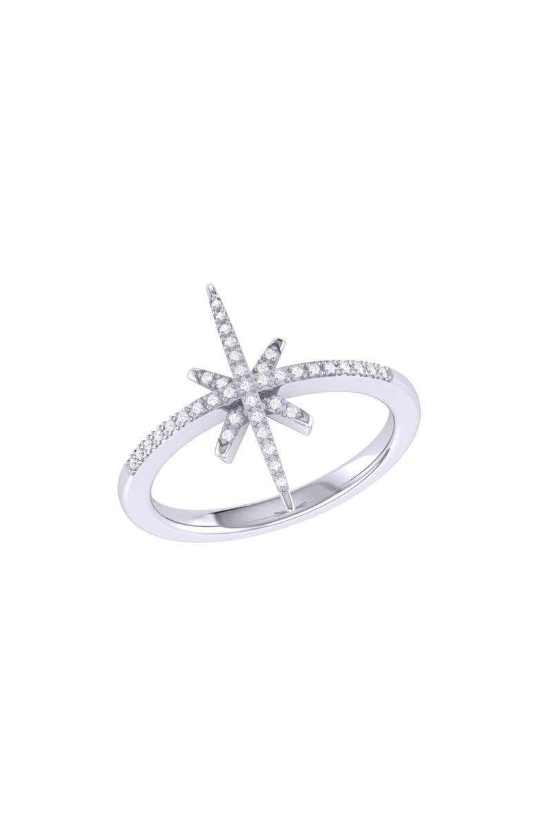 LuvMyJewelry Twinkle Star Sterling Silver Diamond Ring, Main, color, 