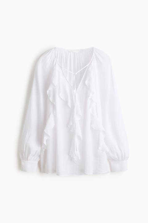 Flounce-trimmed Blouse