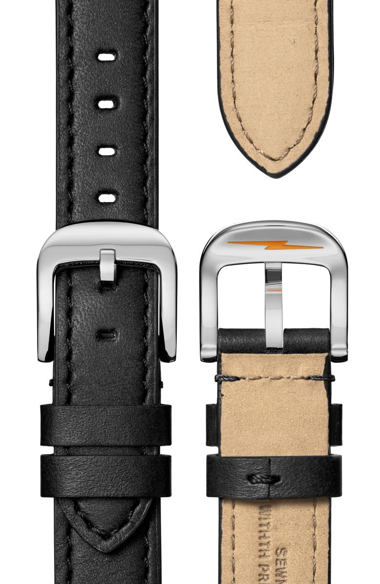 Shinola Runwell Chronograph Leather Strap Watch, 37mm, Alternate, color, Black