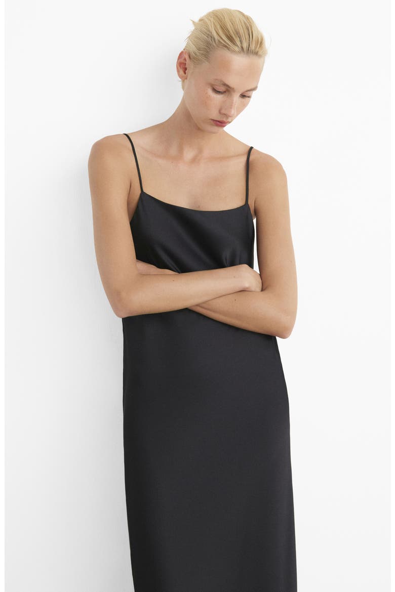 Satin Midi Nightgown, Alternate, color, CHARCOAL