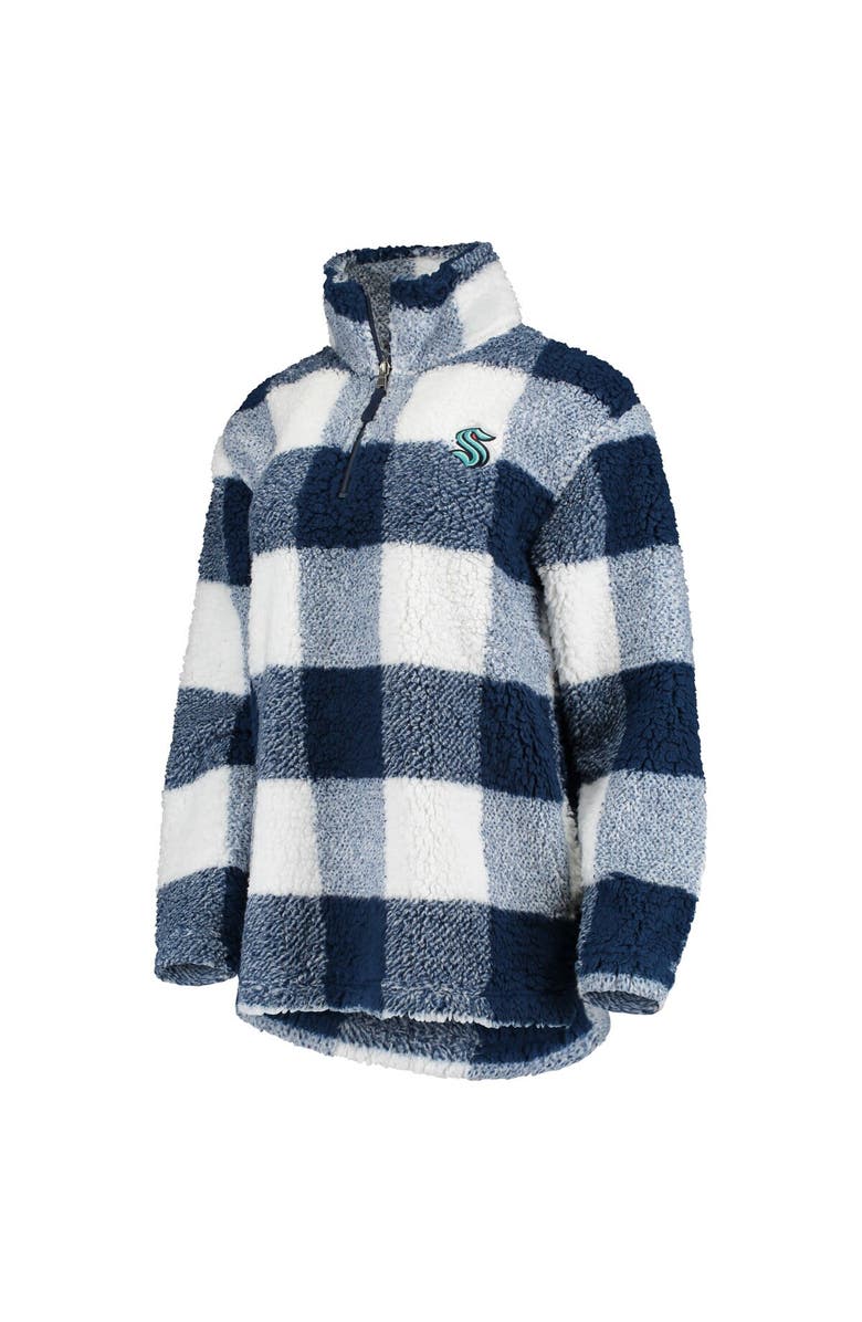 G-III 4HER BY CARL BANKS Women's G-III 4Her by Carl Banks Deep Sea Blue/White Seattle Kraken Plaid Sherpa Quarter-Zip Jacket, Alternate, color, Navy