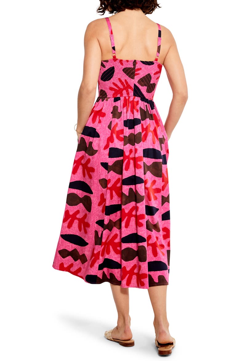 Cutout Crush Midi Fit & Flare Dress, Alternate, color, PINK MULTI