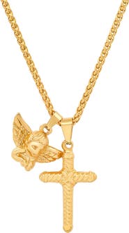 STEELTIME Cross & Angel Pendant Necklace