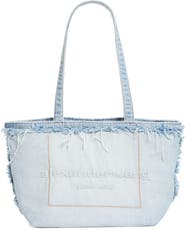 Alexander Wang Medium Punch Logo Denim Fray Tote