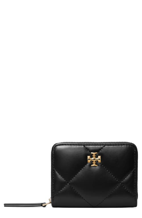 Tory Burch Kira Diamond Quilt Small Zip Around Wallet In Black