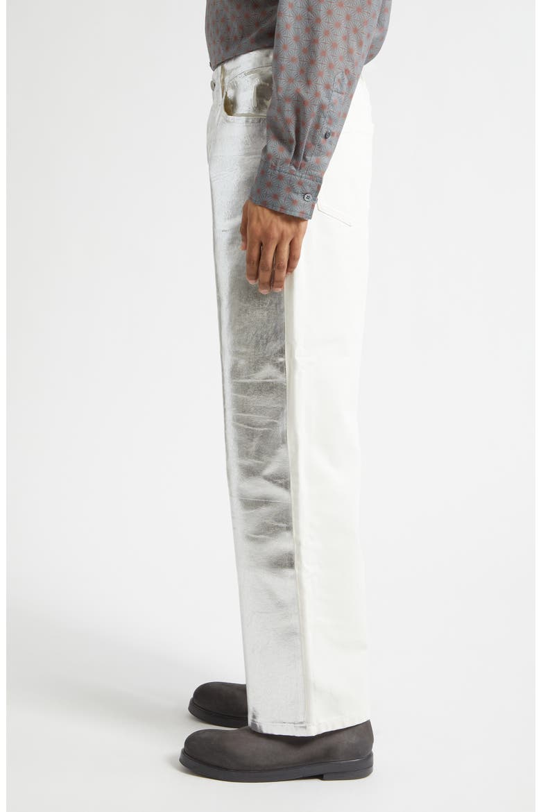 ライカ期 DRIES VAN NOTEN 5ポケットデニム オフホワイト Dries Van Noten Pine Coated Metallic Jeans (Men) | Nordstrom