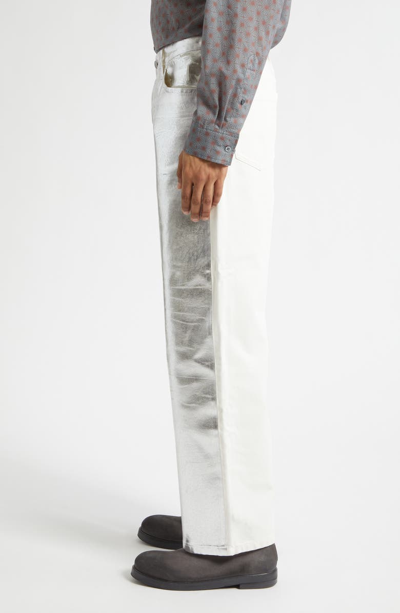 Dries Van Noten Pine Coated Metallic Jeans, Alternate, color, Off White