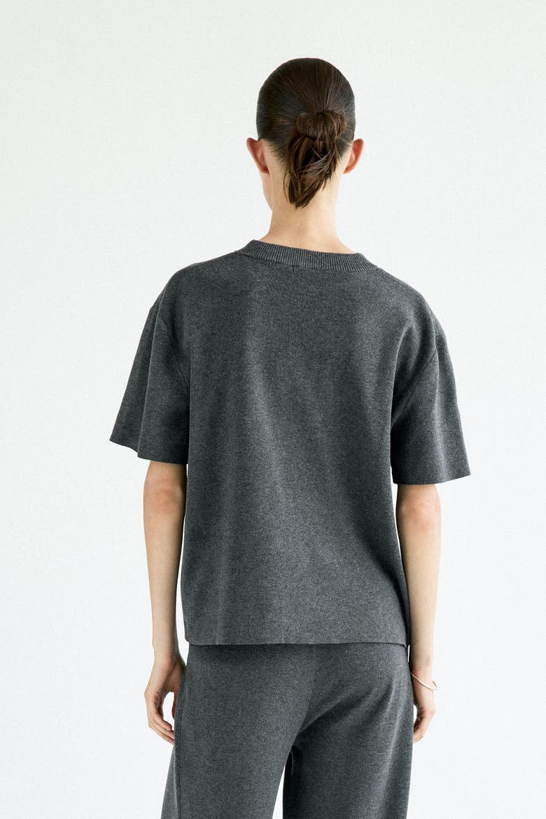 Fine-knit T-shirt, Alternate, color, Dark gray melange
