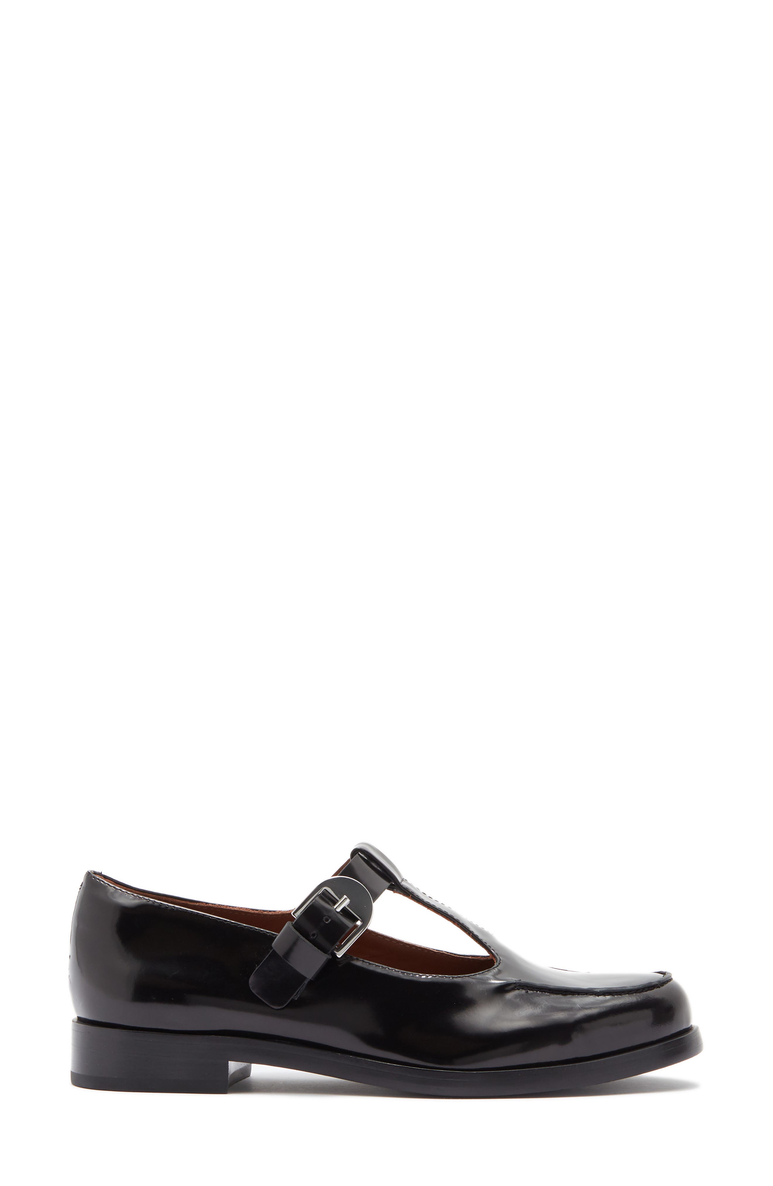 Reformation Angela Mary Jane Flat, Alternate, color, Black Leather