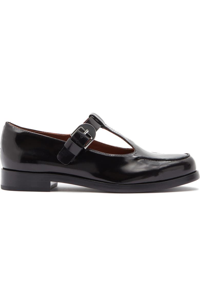 Reformation Angela Mary Jane Flat, Alternate, color, Black Leather