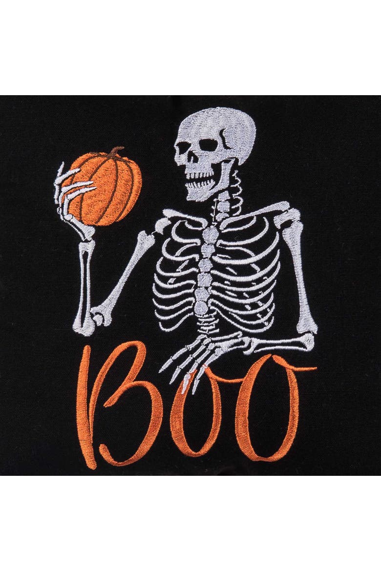 Boo Skeleton and Pumpkin Halloween Mini Accent Pillow, Alternate, color, Orange