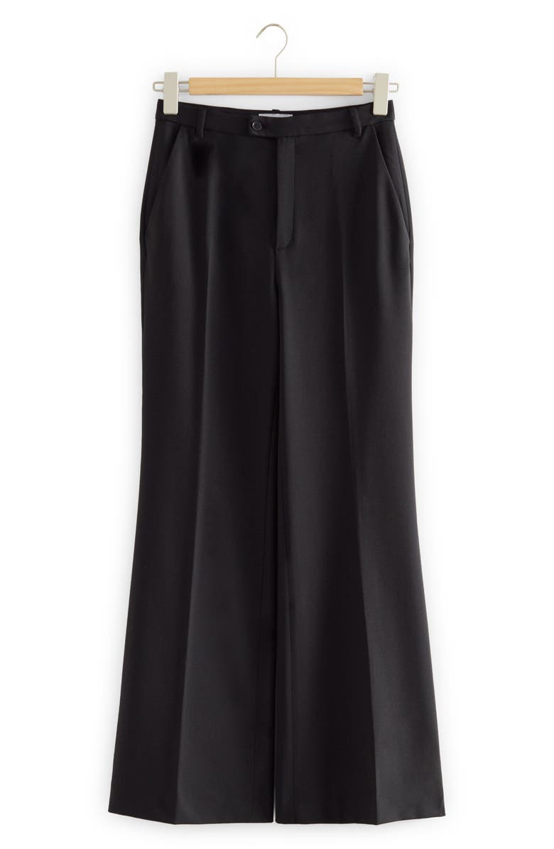 & Other Stories Tailored Pressed Crease Flare Leg Trousers, Alternate, color, Black