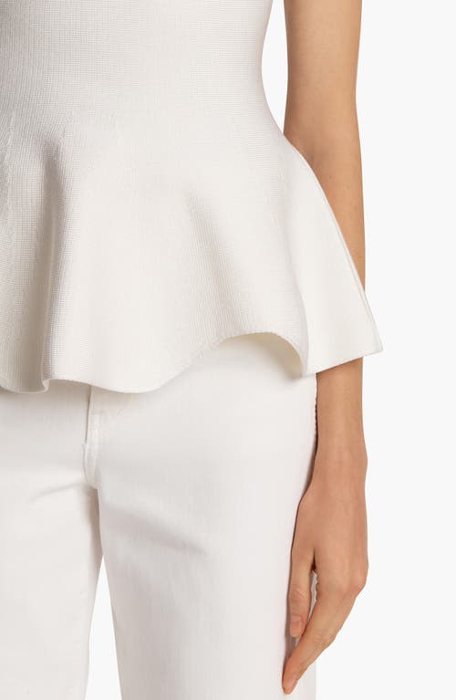 Khaite Andra Mock Neck Peplum Knit Top In White