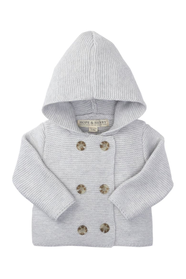 Baby Faux Fur Hooded Sweater, Infant, Main, color, Light Grey Heather