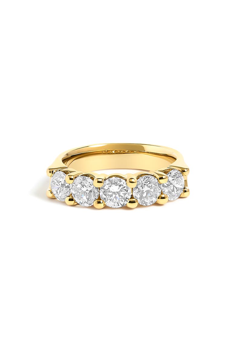 14K Gold 2.0 Ctw Round Diamond Five-Stone Band Ring, Main, color, Yellow Gold