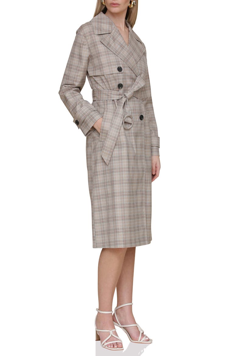 Plaid Trench Coat, Alternate, color, TAUPE PLAID