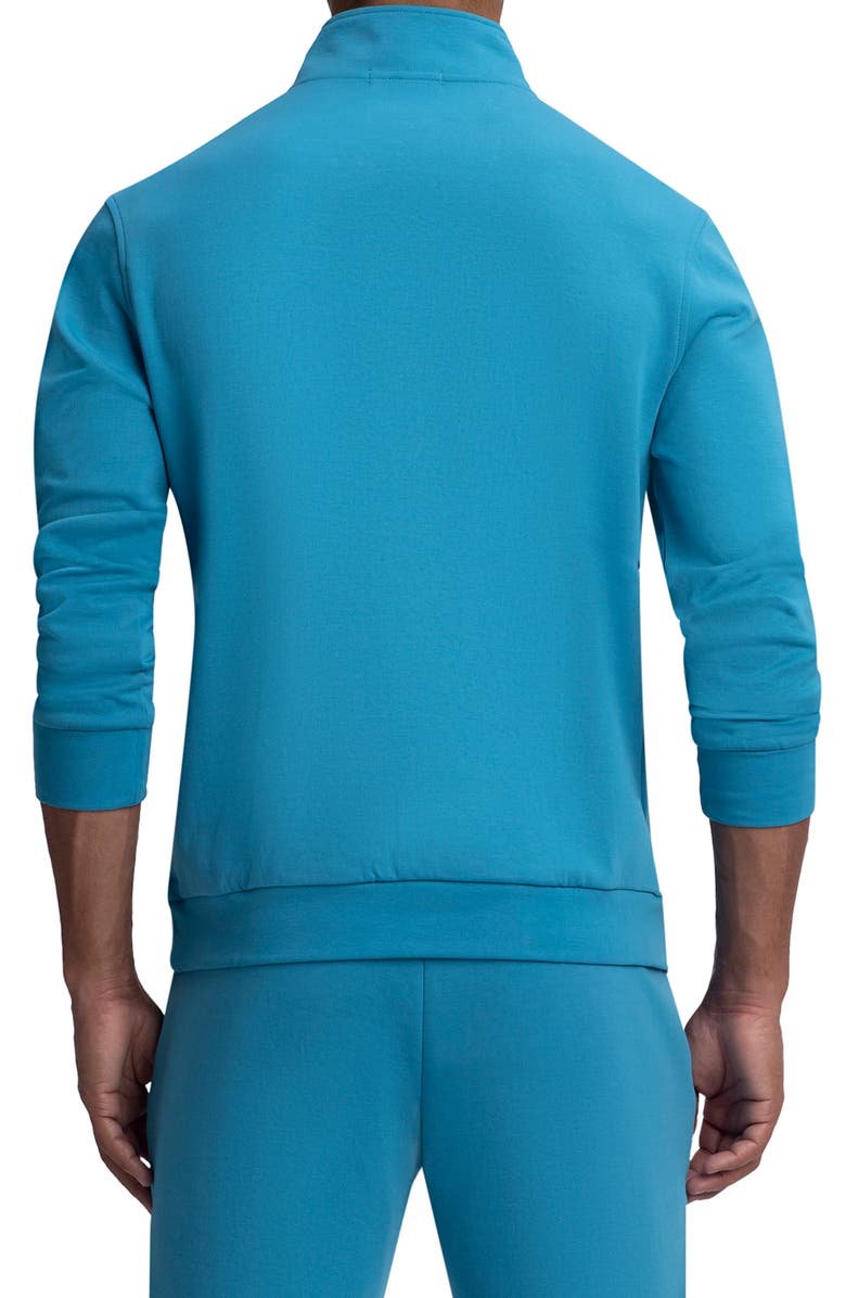 Bugatchi Comfort Cotton Blend Quarter Zip Pullover, Alternate, color, Teal