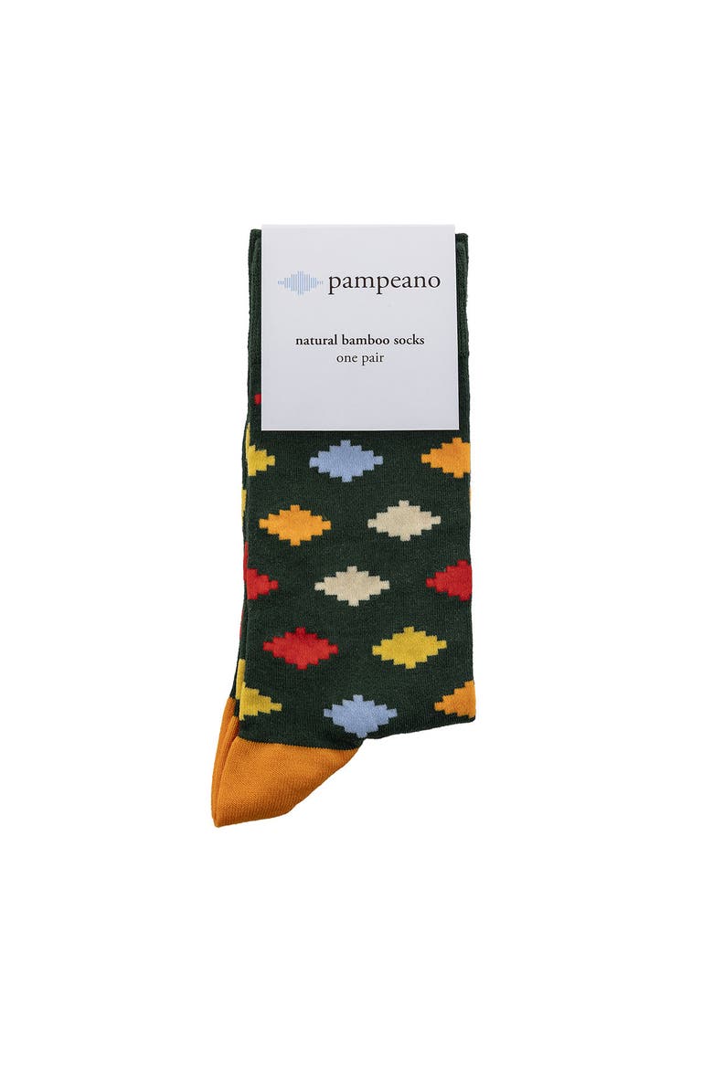 Men's Socks - Navidad, Alternate, color, Forest Green/Cream/Orange/Blue
