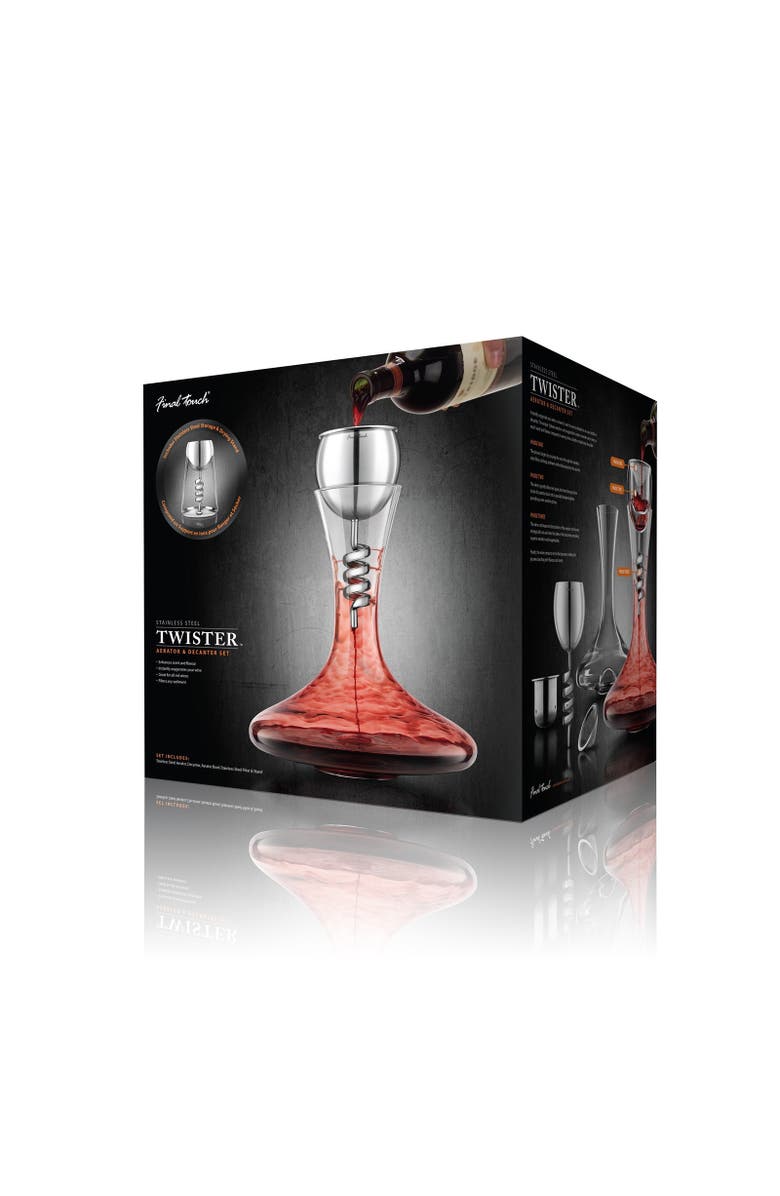 FINAL TOUCH Twister Stainless Steel Aerator & Decanter Set, Alternate, color, Clear
