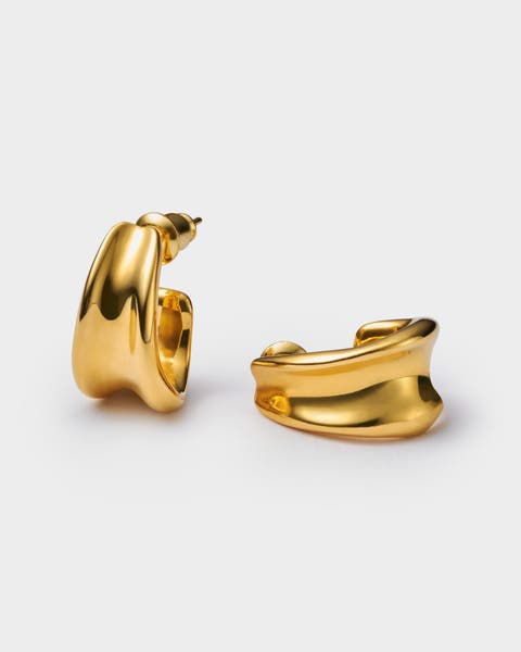 Molten Luxe Waterproof Gold Hoop Earrings