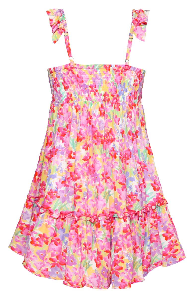 Hannah Banana Kids' Rosette Floral Dress, Alternate, color, Pink Multi