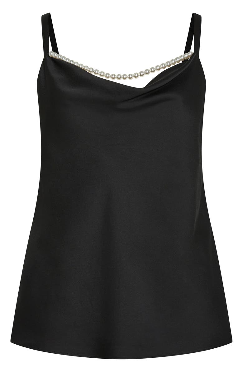 City Chic Dakota Imitation Pearl Cowl Neck Camisole, Alternate, color, Black