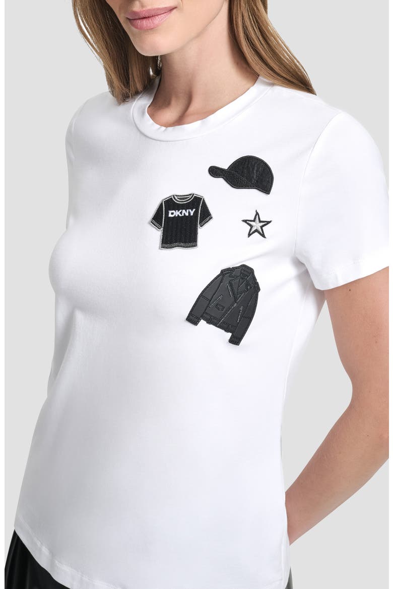 Pins & Patches Appliqué T-Shirt, Alternate, color, WHITE