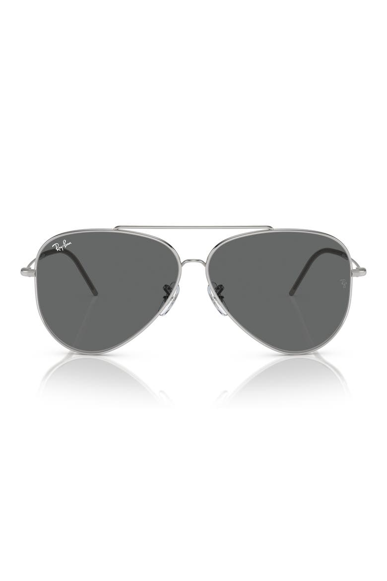 Aviator Reverse 59mm Pilot Sunglasses, Alternate, color, SILVER