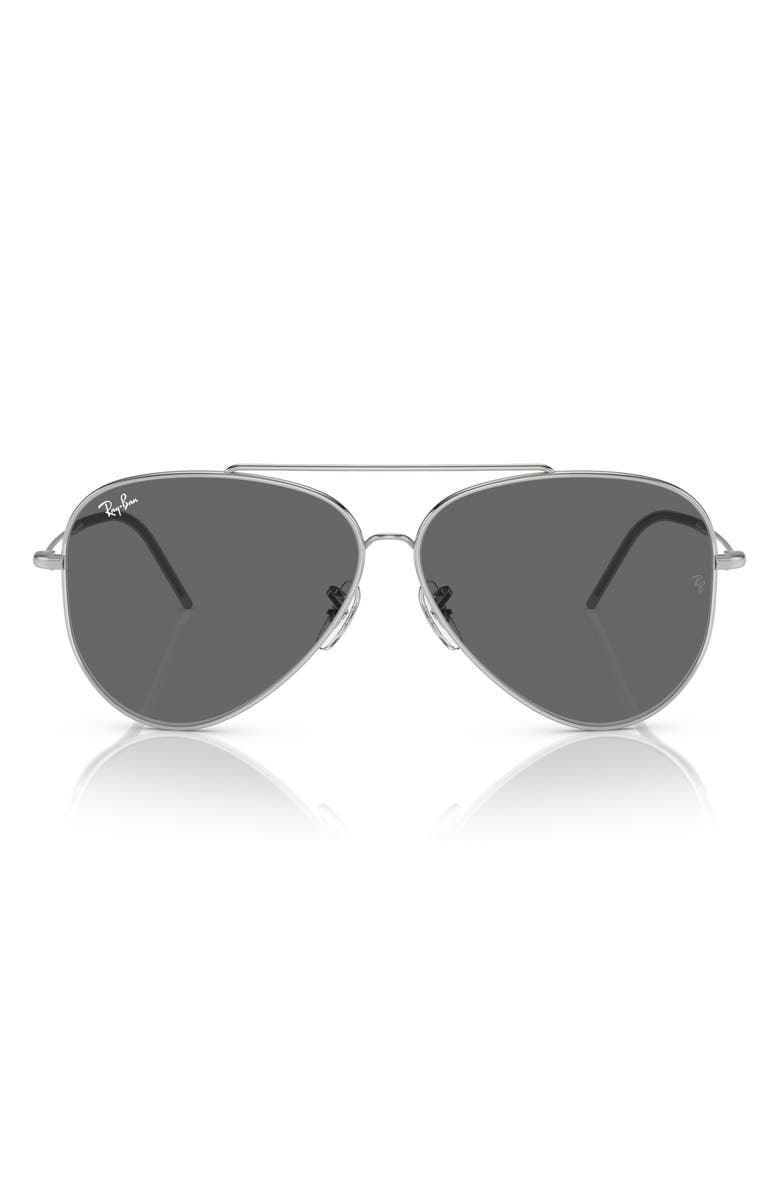Ray-Ban Aviator Reverse 59mm Pilot Sunglasses, Alternate, color, Silver