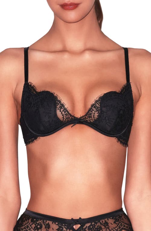 Fleur Du Mal Eve Riviera Underwire Silk Blend Balconette Bra In Black