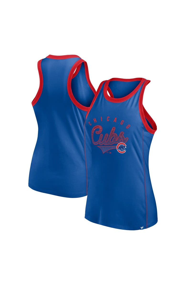 FANATICS Women's Fanatics Branded Royal Chicago Cubs Tailsweep Fashion Racerback Rhinestone Tank Top, Main, color, 