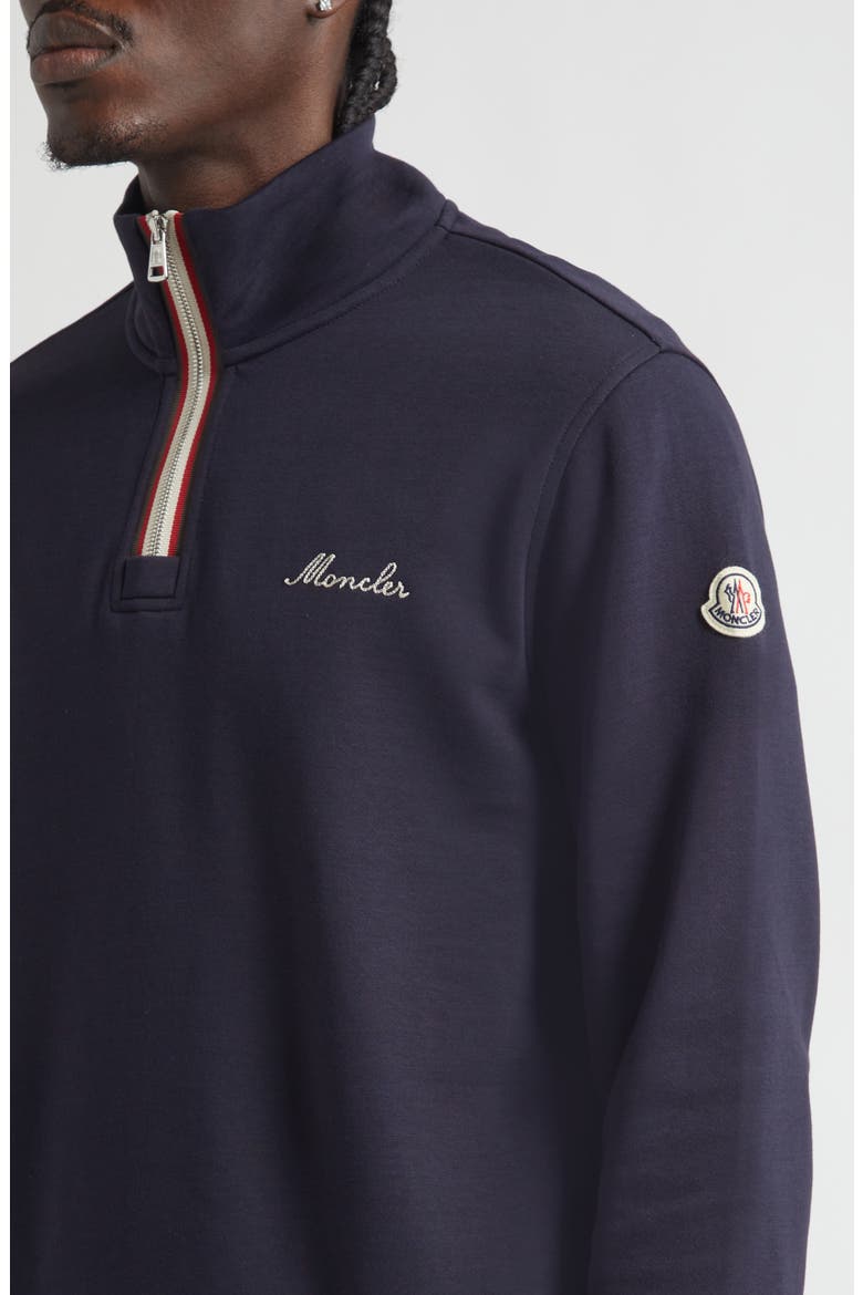 Embroidered Logo Patch Fleece Quarter Zip Sweatshirt, Alternate, color, NAVY BLUE