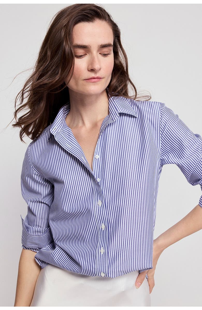 The Shirt by Rochelle Behrens The Jet Set Icon Shirt, Main, color, Blue/White Stripe