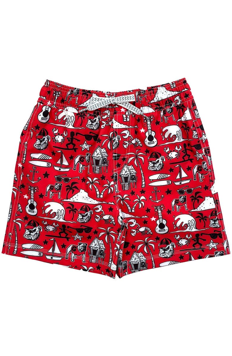 Wes & Willy Youth Wes & Willy Red Georgia Bulldogs Luau Swim Trunks, Alternate, color,