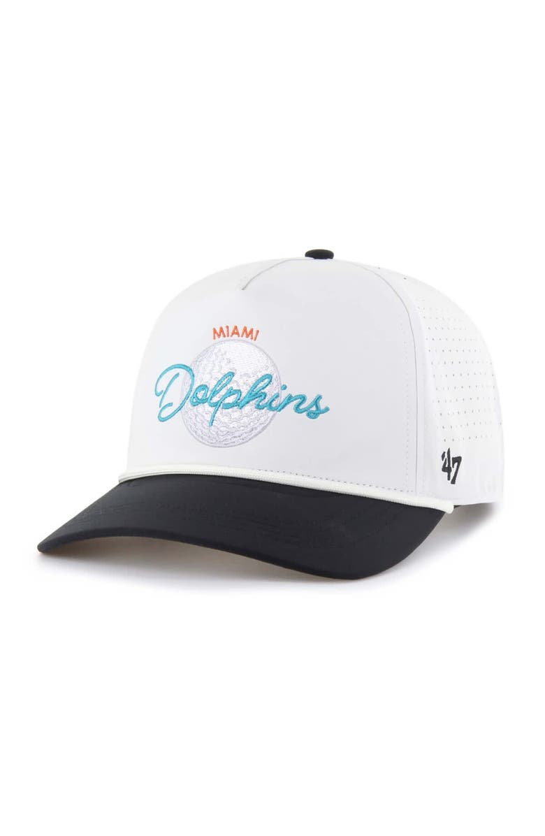 '47 Men's '47 White/Black Miami Dolphins Gimmie Golf Hitch Rope Adjustable Hat, Alternate, color,