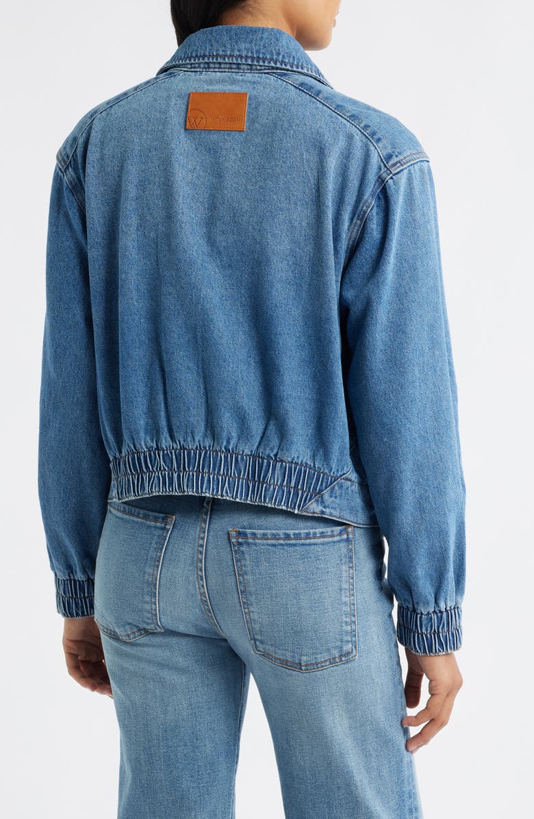 Wit & Wisdom Zip Denim Jacket, Alternate, color, Mid Blue